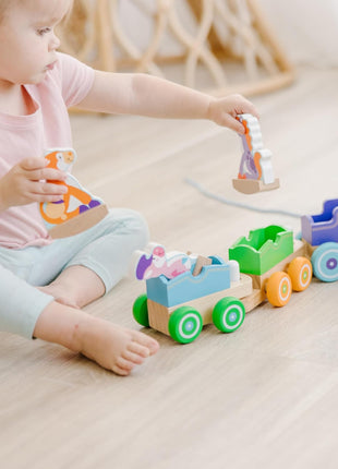 Melissa & Doug First Play Wooden Rocking Farm Animals Pull Train