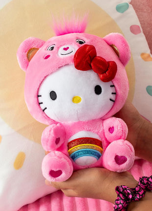 Care Bears Hello Kitty Dressed As Cheer Bear 8" Fun-Size Plush - Soft, Huggable Bestie! – Good for Girls and Boys, Employees, Collectors, Ages 4+