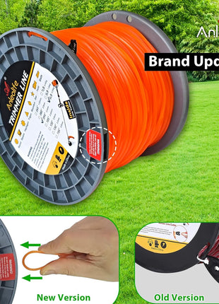 A ANLEOLIFE 5-Pound Commercial Square .095-Inch-by-1280-ft String Trimmer Line in Spool,with Built-in Line Cutter, Orange