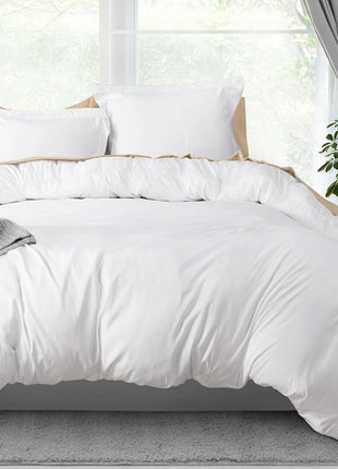 Duvet Cover Queen, 3 Piece Cotton Like Polyester With Zipper Closure, White | Extra Soft and Breathable, Wrinkle & Fade Resistant, Includes Duvet Cover and 2 Pillow Shams, Comforter Not Included, OekoTex