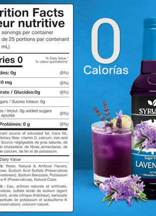 Syruvia Sugar Free Coffee Syrup, Lavender Flavored Syrup for Drinks, Lattes, and Desserts – 25.4 fl oz