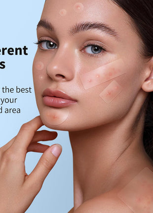 Daolyo Large Pimple Patches for Face, 8 Sizes 400 Counts XL Acne Patches, Big Hydrocolloid Bandages for Body, Chin, Forehead, Chest, Back Zit Breakouts (Strip, Square, Round, Moon)