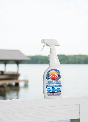 303 Products Marine Clear Protective Cleaner - Cleans and Protects Vinyl and Plastics, Provides Superior UV Protection, Prevents Yellowing and Cracking, 32oz (30215)
