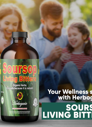 Herboganic Soursop Bitters Liquid | Natural Living Bitters for overall wellness 16 OZ | Soursop Bitters