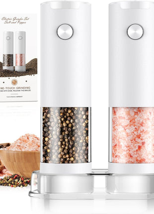 Electric Salt and Pepper Grinder Set Automatic Battery Pepper Mill Shakers Adjustable Coarseness Upgraded Larger Capacity with Led Home and Kitchen Appliances Birthday Gifts for Women Men