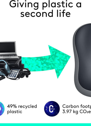 Logitech M185 Wireless Mouse, 2.4GHz with USB Mini Receiver, 12-Month Battery Life, 1000 DPI Optical Tracking, Ambidextrous PC/Mac/Laptop - Swift Grey