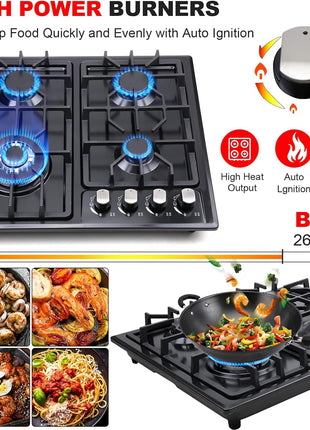 FORIMO Gas Cooktop 22Inch,Built in Gas Cooktop 4 Burners Stainless Steel Stove with NG/LPG Conversion Kit Thermocouple Protection and Easy to Clean