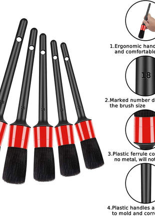 10pcs Auto Car Detailing Brush Set Car Interior Cleaning Kit Includes 5 Boar Hair Detail Brush,3 Wire Brush, 2 Air Vent Brush for Cleaning Car Interior Exterior, Dashboard Engines Leather Wheel