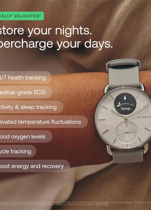 WITHINGS ScanWatch 2 - Hybrid Smart Watch, Heart Rate Monitoring, Fitness Tracker, Cycle Tracker, Sleep Monitoring, GPS Tracker, 30-Day Battery Life, Android & Apple Compatible, HSA/FSA