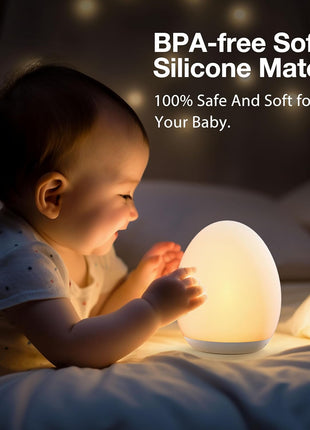 Night Light for Kids, Baby Night Light with 7 Colors Changing Mode & Stepless Dimming, Nursery Night Light BPA Free,Rechargeable Egg Night Light for Breastfeeding 1h Timer & Touch Control