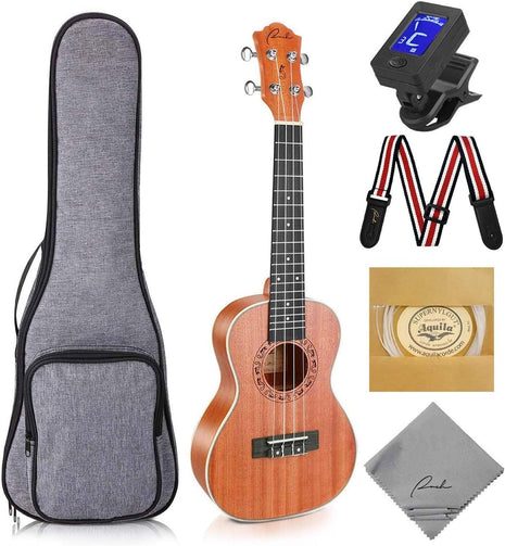 Ranch Concert Ukulele - Ukelele 23 inch Beginner Professional Kit with 12 Online Lessons, Gig Bag, Tuner, Strap, Aquila Strings Set