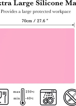 Gartful Pink Oversize Silicone Mat 27.6" x 19.7", Silicone Sheet for Crafts, Nail Arts, Painting, Epoxy Resin Jewelry Casting Mat, Countertop Protector, Table Placemat Pad, Nonstick Nonskid