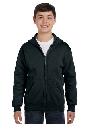 Hanes Boys' EcoSmart Full Zip Hooded Jacket, Black, Large
