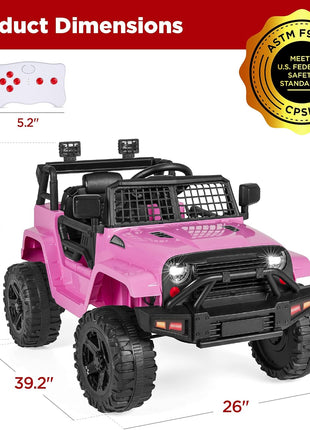 Best Choice Products 12V Kids Electric Vehicle Toy Ride On Car with Parent Remote Control for Toddlers, Seat Harness, 61 lbs Weight Capacity, Locking Doors, Spring Suspension, Bluetooth - Pink
