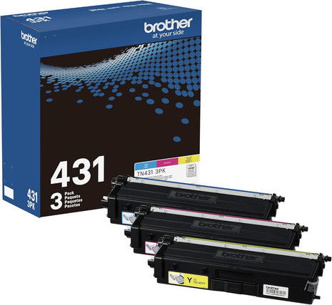 Brother TN-431 3PK, Cyan, Magenta, Yellow, Standard Yield, Model: TN4313PK