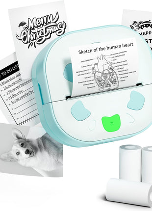 Sticker Printer, PrintPods Mini Printer, Bluetooth Portable Sticker Maker with 3 Rolls Paper, Print Pod Inkless Thermal Printer for iPhone, Impresora Portátil for Notes, Journal, DIY, Kids Gift