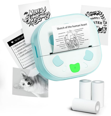 Sticker Printer, PrintPods Mini Printer, Bluetooth Portable Sticker Maker with 3 Rolls Paper, Print Pod Inkless Thermal Printer for iPhone, Impresora Portátil for Notes, Journal, DIY, Kids Gift