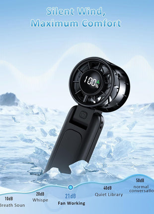 4 in 1 Portable Handheld Turbo Fan, 9000RPM High Speed Mini, 180? Foldable, 1 100 Speeds, Up to 15H Use, 5000mAh Battery, Powerful Personal Cooling, Hand Held Fan for Travel, Indoor & Outdoor
