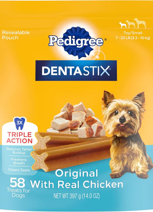 Pedigree Dentastix Dental Chews for Dogs, Small and Toy Breed Dog Treats, Fresh Flavor, 1.54 lb. Bag (102 Treats Total)