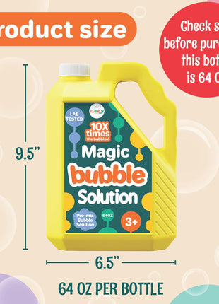 64 oz Iridescent Bubble Solution Refill | Non-Toxic Pre-Mix Bubble Refill Solution No Mixing or Measuring Required | Bubbles for Kids | Bubbles Bulk | Bubble Machine Solution | Giant Bubble Solution