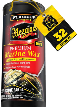 Meguiar's Flagship Premium Marine Wax, M6332, Easy-to-Use Boat Polish and Wax that Removes Swirls, Scratches, and Oxidation While Adding Long-Lasting Protection, Gifts for Car Lovers, 32 Oz