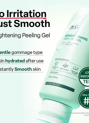 Dr. G Brightening Peeling Gel - Korean Skincare for Glowy Skin - Aqua Gommage Facial Exfoliator - Hyaluronic Acid, Ceramides, Vitamin C - Smooth Skin Texture, Low Irritation - Bulk Items - 4.23 fl oz