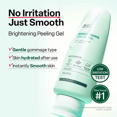 Dr. G Brightening Peeling Gel - Korean Skincare for Glowy Skin - Aqua Gommage Facial Exfoliator - Hyaluronic Acid, Ceramides, Vitamin C - Smooth Skin Texture, Low Irritation - Bulk Items - 4.23 fl oz
