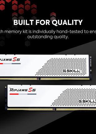 G.SKILL Ripjaws S5 Series DDR5 RAM (Intel XMP 3.0 & AMD Expo) 32GB (2x16GB) 5200MT/s CL40-40-40-83 1.10V Desktop Computer Memory U-DIMM - Matte White (F5-5200J4040A16GX2-RS5W)