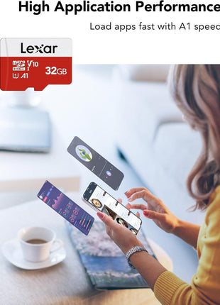 Lexar E-Series 32GB Micro SD Card 3 PK microSDHC UHS-I Flash Memory Card | 100MB/s, C10, U1, A1, V10, Full HD, High Speed TF Card with Adapter