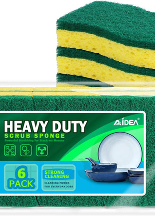 AIDEA Non Scratch Scrub Sponge, 24Count, Sponges for Dishes, Sponges Kitchen, Cleaning Sponge, Cleans Fast Without Scratching, Stands Up to Stuck on Grime, Cleaning Power for Everyday Jobs
