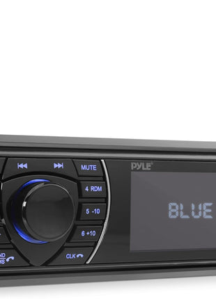 Pyle 300W Bluetooth Marine Stereo Receiver - Single DIN In-Dash AM/FM Radio with USB/SD - AUX - MP3 - Built-in Mic - EQ - Wireless Music Streaming - Remote - 12V - PLMRM29BT