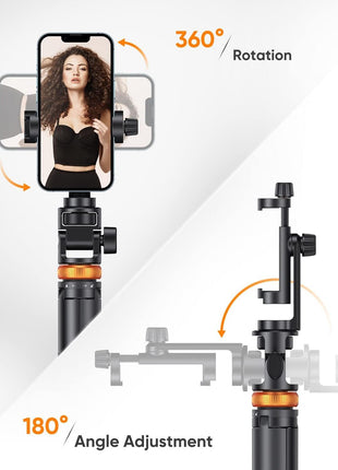 EUCOS 62" Phone Tripod, Tripod for iPhone & Selfie Stick with Remote | Extendable Cell Phone Stand & Ultimate Phone Holder, Solidest Phone Stand Compatible with iPhone/Android