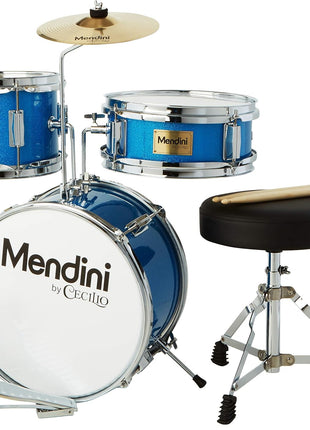 Mendini By Cecilio 13 Inch Drum Set, 3-Piece Junior Drum Set - Sky Blue | Drum Set for Beginners with Bass, Tom, Snare Drum,Cymbal, Drumsticks, Adjustable Padded Seat