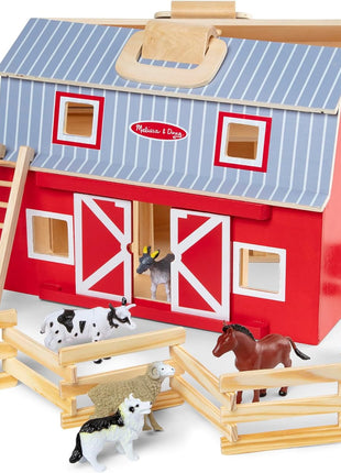 Melissa & Doug Wooden Fold & Go Barn, Multi, One Size