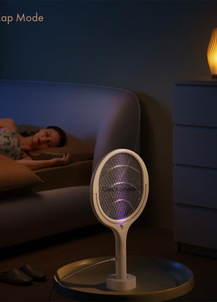 GeckoMan Rotating Head Electric Fly Swatter Racket Rechargeable Bug Zapper Racket Bug Zapper Indoor Fly Zapper Mosquito Zapper Flies Killer for Indoors, with a Telescopic Extension