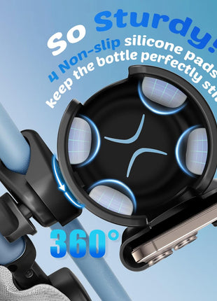Cup Holder for Walker: Stroller Cup Holder Attachment with Phone Holder | Wheelchair & Stroller Accessories for Rollator, Bike, Scooter, Golf Cart, Baby Essentials, Christmas New Mom Seniors Gifts