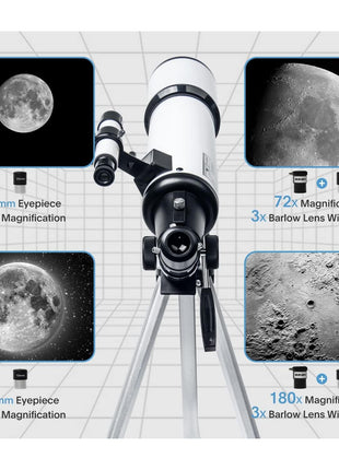Telescope 80mm Aperture 600mm - Astronomical Portable Refracting Telescopes Fully Multi-Coated High Transmission Coatings AZ Mount with Tripod Phone Adapter, Wireless Control, Carrying Bag.