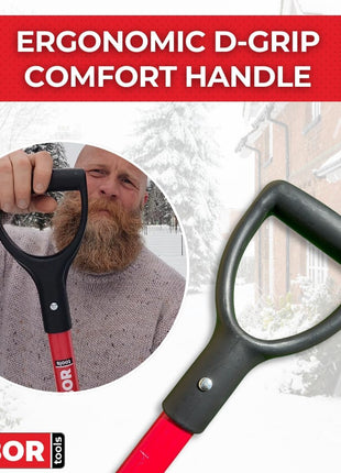 TABOR TOOLS Snow Scoop with Fiberglass Handle, 15 Inch Wide Blade, Large Snow Shovel and Mulch Scoop with Comfortable D Grip Handle. J218A. (Snow Scoop, Short 26 Inch Handle)