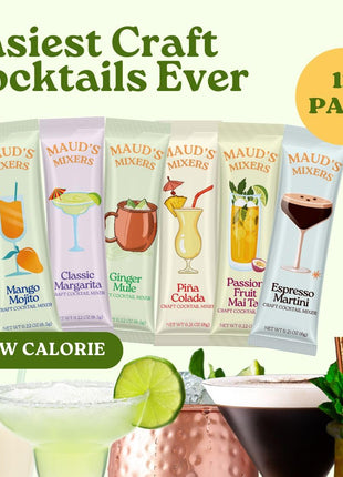 Maud's Mixers Variety Pack Cocktail Mix, 12 ct, Mocktail Non-Alcoholic Drinks - Made with Real Agave - Low Calorie, Low Sugar, Easy to Mix