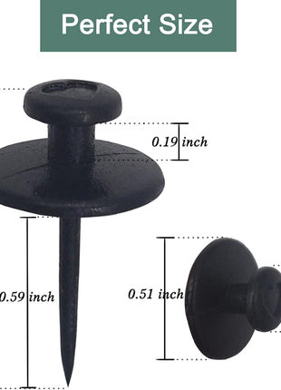 50 PCS Push Pins Picture Hangers Wall Hooks, Double Headed Thumb Tacks for Wall Hangings, Renter Friendly Decor Small Picture Frame Hangers for Drywall Cork Board Home Office Photo Decorations(Black)