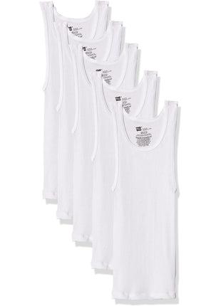 Hanes Boys' Tank Undershirt, EcoSmart Cotton Shirt, Multiple Packs Available, White, Medium