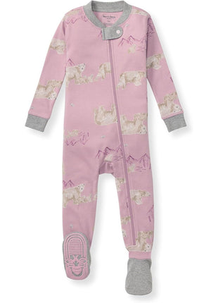 Burt's Bees Baby baby girls Pajamas, Zip Front Non-slip Footed Pjs, 100% Organic Cotton and Toddler Sleepers, Autumn Blooms 2-pk, 12 Months US