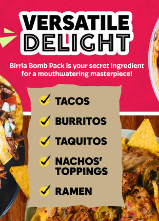 EZ Bombs Birria Bomb Seasoning, Pack of 2 – Authentic Mexican Spice Mix for Tacos, Burritos, Nachos, and Quesadillas – Made with Real Chiles, Herbs, and Spices for Quick and Flavorful Meals