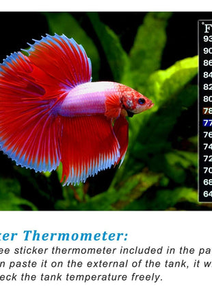 PULACO 25W Small Aquarium Submersible Betta Heater with Free Thermometer Strip, Under 6 Gallon Fish Tanks (Preset Temperature 78芒聞聣)