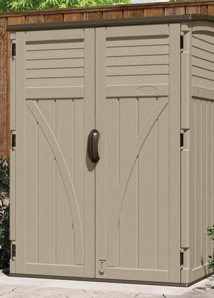 Suncast 54 Cubic Feet Vertical Storage Shed with Durable Plastic Construction, Multiple Wall Panels and Ample Space for Outdoor Storage