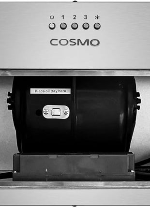 30 in. Lumin Collection 380 CFM Ducted Insert Range Hood, LED, Stainless | Cosmo COS-30IRHP Push Button Controls, 3 Fan Speeds, Permanent Dishwasher-Safe Baffle Filters, Backdraft Damper
