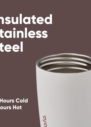 Owala SmoothSip Slider Insulated Stainless Steel Coffee Tumbler, Reusable Iced Coffee Cup, Hot Coffee Travel Mug, BPA Free 12 oz, Vanilla Bean