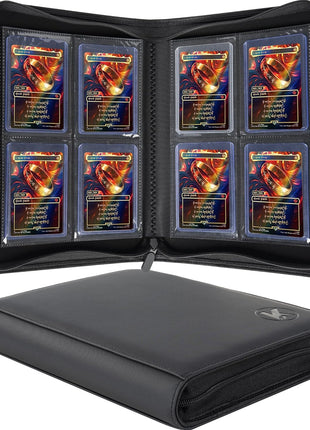 Top loader Binder, Holds 128+ Toploaders, 4 Pocket Top Loader Card Storage Case, Double-Sided Pockets for trading card in 3 x 4'' Toploaders