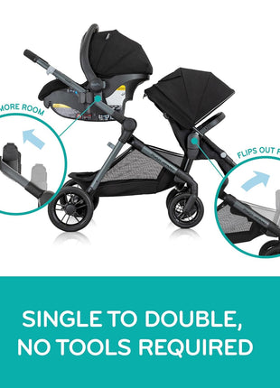Evenflo Pivot Xpand Modular Travel System with LiteMax Infant Car Seat (Ayrshire Black)