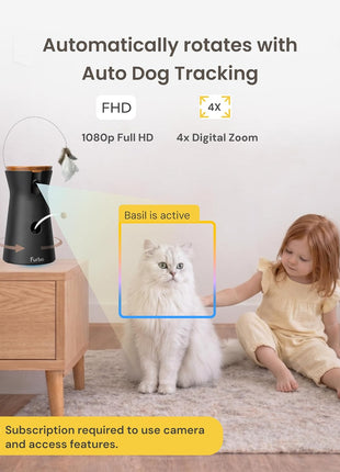 Furbo 360° Cat Camera [Subscription Required] Unlock w/Paid Plan: Home Security & Pet Safety Alerts, Rotating Treat Toss w/ 2-Way Speaker, Smart Cam w/Phone App (Low Risk, 3mo Min. Cancel Anytime)